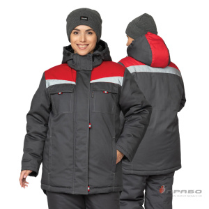 Куртка женская утеплённая «Профессионал» тёмно-серая/красная. Артикул: 9646. Цена от 4 860 р. в г. Москва