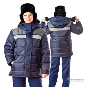 Куртка женская утеплённая «Эльбрус» тёмно-синий/серый. Артикул: Кур205. Цена от 1 796,00 р. в г. Москва
