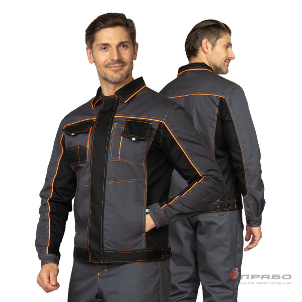 Костюм мужской «Бренд 1 2020» серый/чёрный (куртка и брюки). Артикул: 9408. #REGION_MIN_PRICE# в г. Москва