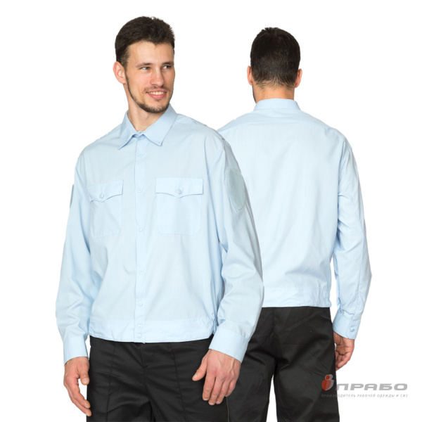 Рубашка для сотрудников с длинными рукавами серый/голубой. Артикул: РубОВД1. #REGION_MIN_PRICE# в г. Москва