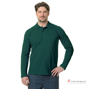 Рубашка «Поло» с длинным рукавом тёмно-зелёная. Артикул: Трик104. Цена от 1 283,00 р.