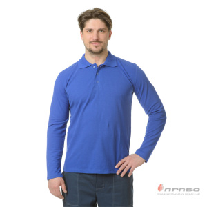 Рубашка «Поло» с длинным рукавом васильковая. Артикул: Трик104. Цена от 1 283 р.
