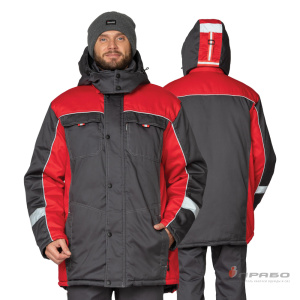 Куртка мужская утеплённая «Бренд» тёмно-серая/красная. Артикул: 9644. Цена от 6 500 р. в г. Москва