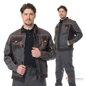 Куртка мужская «Бренд» серо-чёрная. Артикул: Кур101. Цена от 2 430 р. в г. Москва