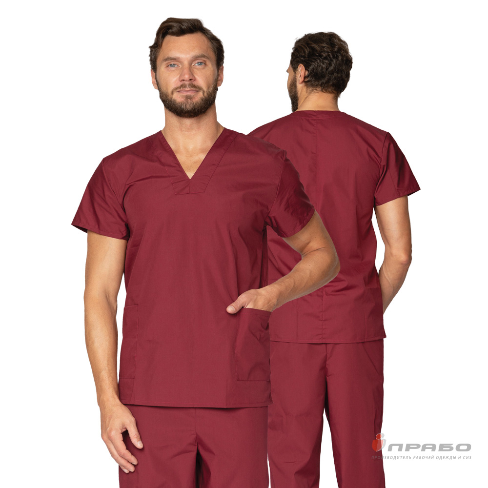 Костюм «Хирург» бордовый (блузон и брюки). Артикул: М101. Цена от 1 240,00 р. в г. Москва
