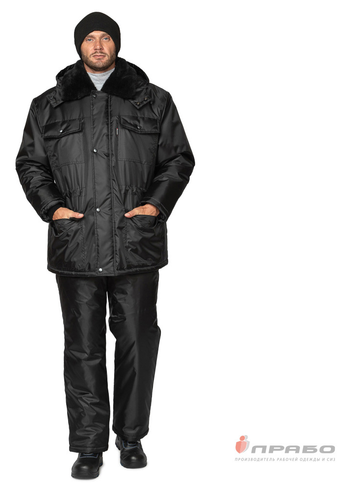 Куртка мужская утепленная Альфа удлиненная чёрная