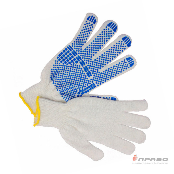 Перчатки хлопчатобумажные с ПВХ-покрытием 5-ти нитка (13 класс) «Точка». Артикул: Пер173. #REGION_MIN_PRICE#