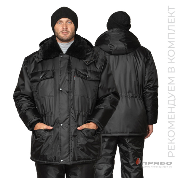Куртка мужская утеплённая «Альфа» удлинённая чёрная. Артикул: 10355. #REGION_MIN_PRICE# в г. Москва