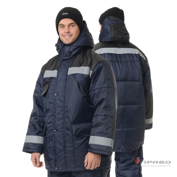 Костюм мужской утеплённый «Эверест» синий/чёрный (куртка и полукомбинезон). Артикул: Кос202. #REGION_MIN_PRICE# в г. Москва