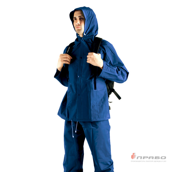 Костюм влагозащитный нейлоновый с ПВХ-покрытием синий (куртка и брюки). Артикул: Вл203. #REGION_MIN_PRICE# в г. Москва