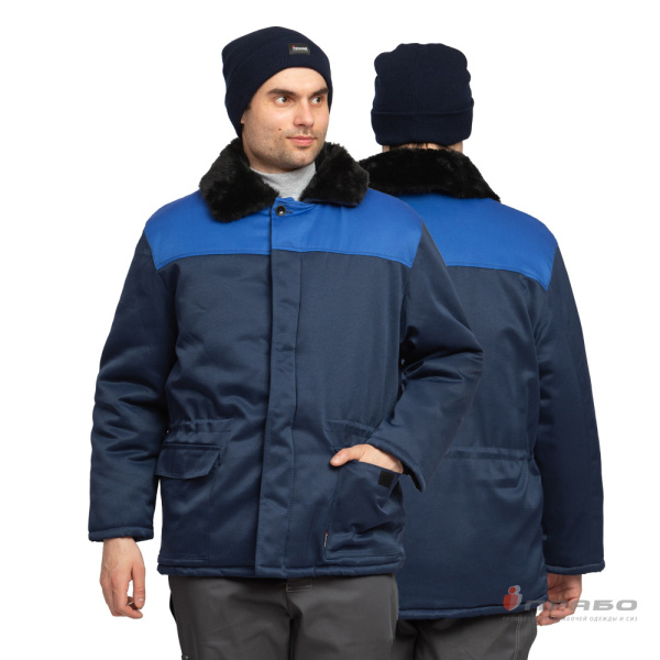 Куртка мужская утеплённая «Уралец» тёмно-синяя/василёк. Артикул: Кур207. #REGION_MIN_PRICE# в г. Москва