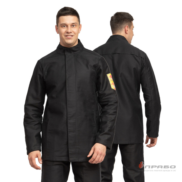 Костюм жаростойкий молескиновый чёрный с огнестойкой пропиткой (куртка и брюки). Артикул: Теп120. #REGION_MIN_PRICE# в г. Москва