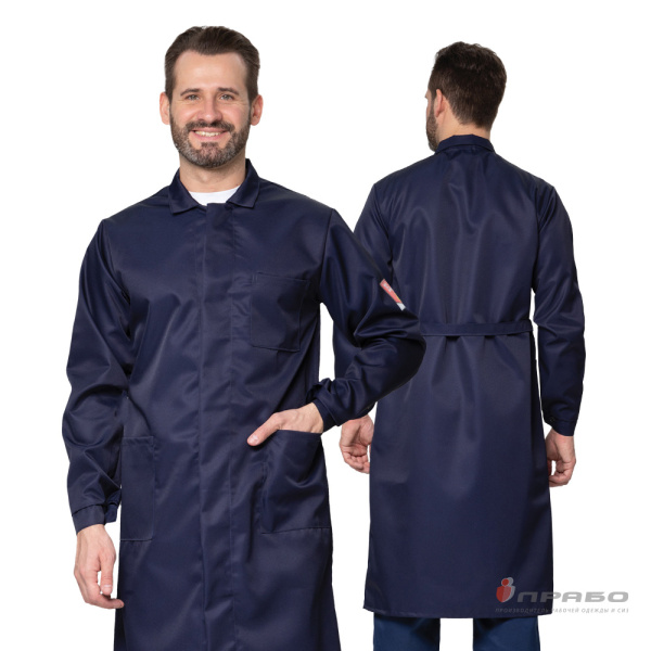 Халат кислотощелочестойкий (КЩС) мужской синий. Артикул: Ar206. #REGION_MIN_PRICE# в г. Москва