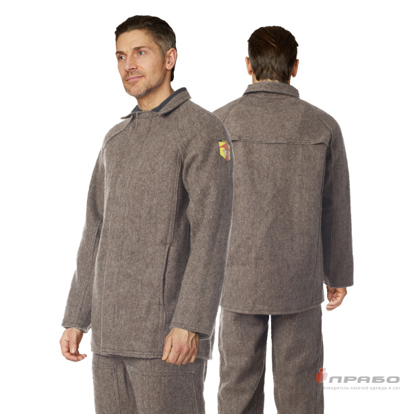 Костюм жаростойкий суконный серый с огнестойкой пропиткой (куртка и брюки). Артикул: Теп112. #REGION_MIN_PRICE# в г. Москва
