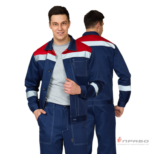 Костюм мужской «Пантеон СОП» тёмно-синий/красный (куртка и брюки). Артикул: Кос118с. #REGION_MIN_PRICE# в г. Москва