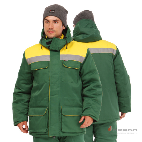 Костюм мужской утеплённый «Буря» зелёный (куртка и полукомбинезон). Артикул: Кос209. #REGION_MIN_PRICE# в г. Москва