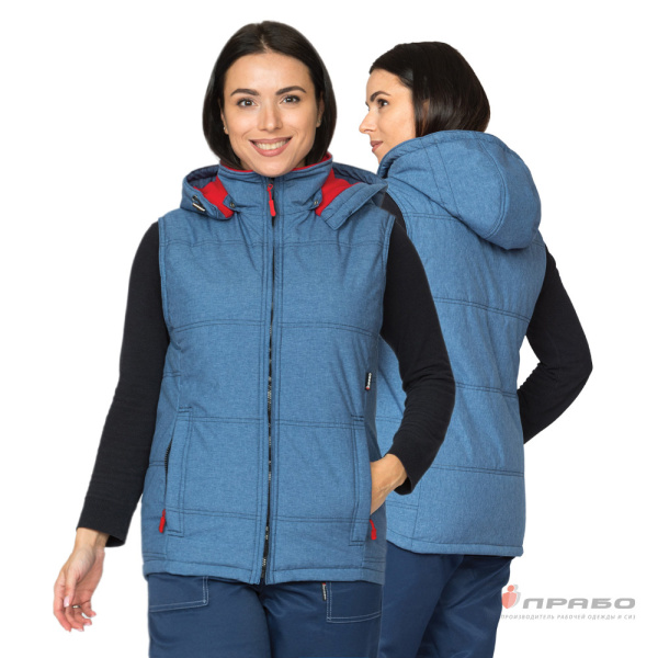Жилет женский утеплённый «Амур» синий/красный. Артикул: Жил205. #REGION_MIN_PRICE# в г. Москва