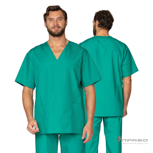 Костюм медицинский мужской «Хирург» зелёный (блузон и брюки). Артикул: Мед101. #REGION_MIN_PRICE# в г. Москва