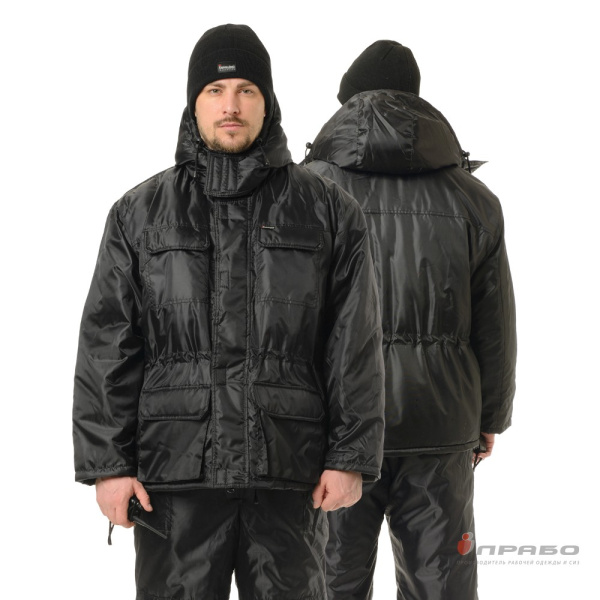 Костюм мужской утеплённый «Альфа» чёрный (куртка и полукомбинезон). Артикул: Охр202 Альфа. #REGION_MIN_PRICE# в г. Москва