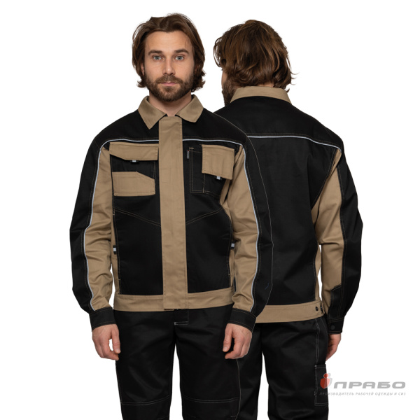 Куртка мужская «Бренд» чёрно-бежевая. Артикул: Кур101. #REGION_MIN_PRICE# в г. Москва