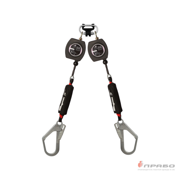 Двухплечевое средство защиты втягивающего типа «НВ-02 трос» с карабином «Стальной Монтажный». Артикул: vpro HB02C duo 0051. #REGION_MIN_PRICE#