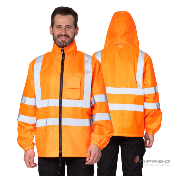 Куртка-ветровка «Сигнал» оранжевая на молнии с капюшоном. Артикул: Сиг104. #REGION_MIN_PRICE# в г. Москва