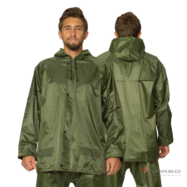 Костюм влагозащитный нейлоновый с ПВХ-покрытием зелёный (куртка и брюки). Артикул: Вл203. #REGION_MIN_PRICE# в г. Москва
